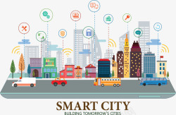 城市模型高科技智慧城市模型矢量图高清图片
