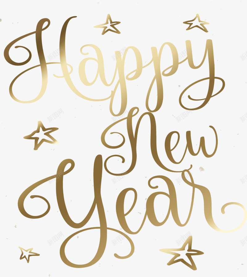 渐变金色元旦英文矢量图eps免抠素材_新图网 https://ixintu.com happyNewYear 渐变 矢量素材 花体英文 金色 矢量图