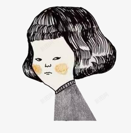 不开心的女孩图标png_新图网 https://ixintu.com 图标 女孩 手绘 黑白灰