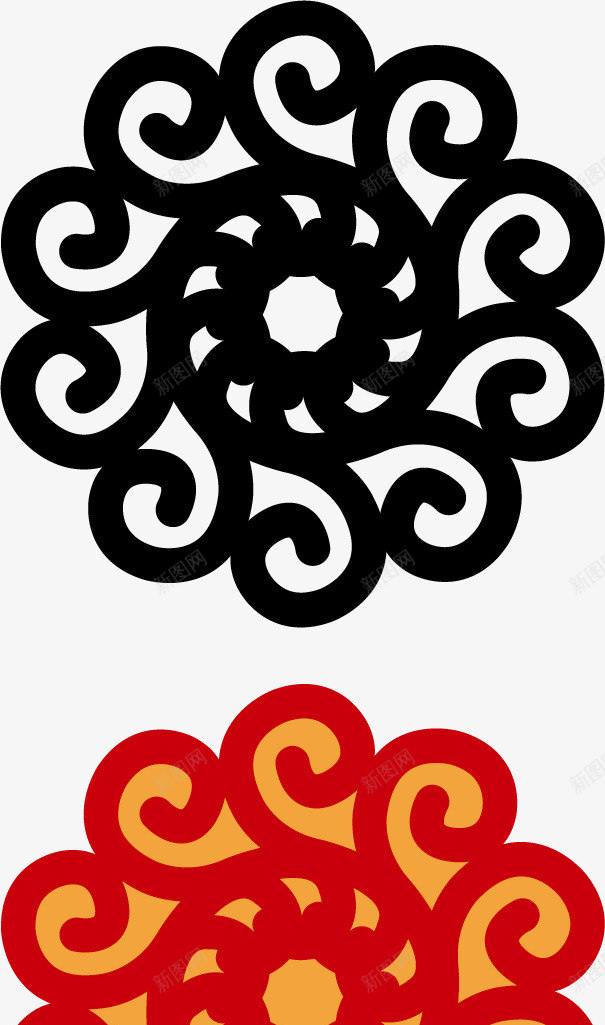 红色瓦当花纹八边形矢量图图标eps_新图网 https://ixintu.com 中国风 八边形 瓦当花纹 矢量图