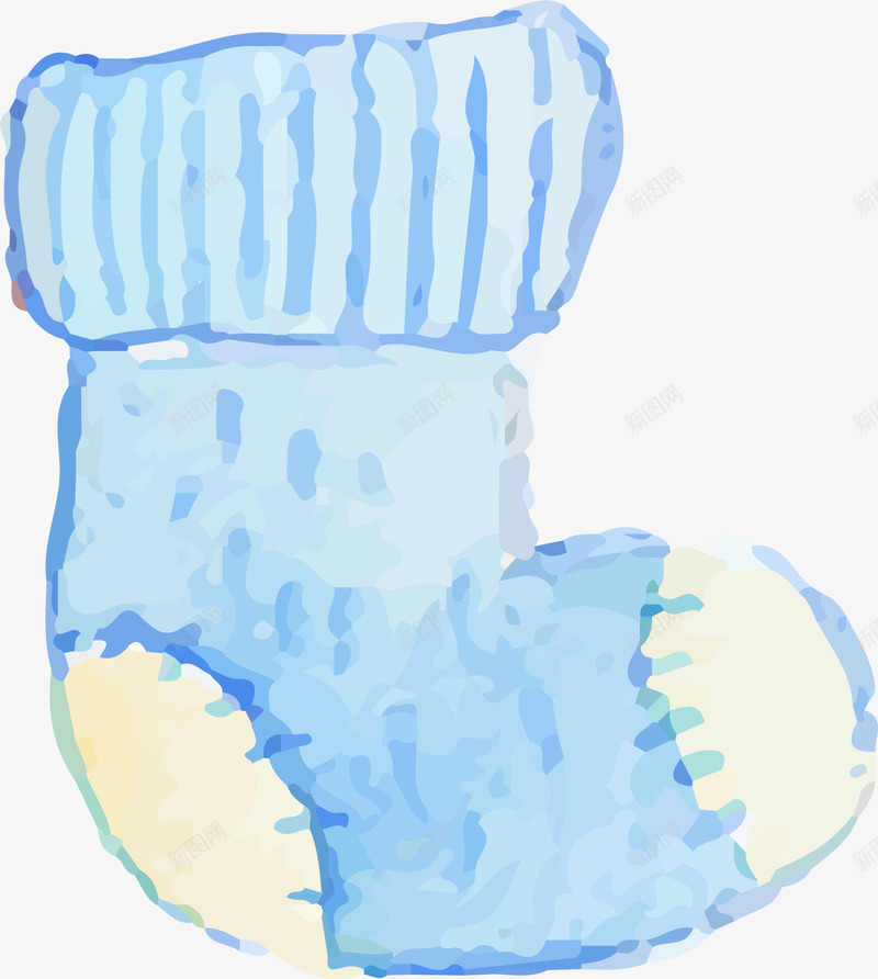蓝色袜子png免抠素材_新图网 https://ixintu.com 卡通可爱 小清新 水墨画 矢量图案 蓝色底纹 袜子