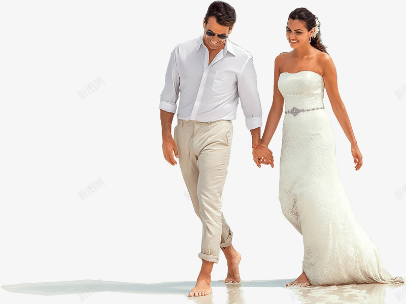 婚纱情侣牵手海滩png免抠素材_新图网 https://ixintu.com 婚纱 情侣 海滩