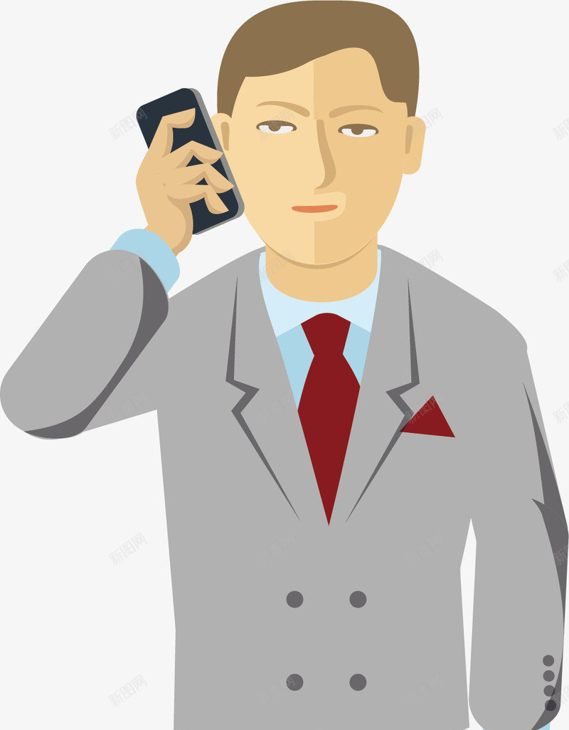 商务男士png免抠素材_新图网 https://ixintu.com 卡通 商务成功人 商务男士 手绘 打电话