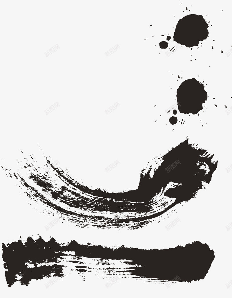 毛笔点刷矢量图eps免抠素材_新图网 https://ixintu.com 书法字画 毛笔书画 毛笔字画 毛笔滴墨 点刷 瑰宝 矢量图 福字书法矢量图 笔刷字画