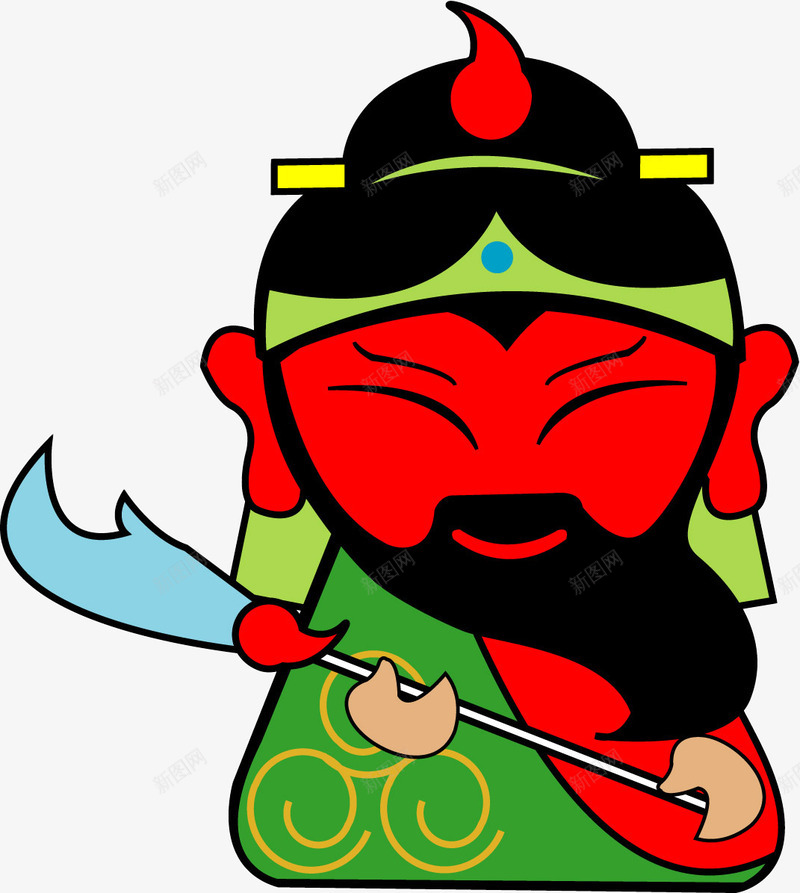 卡通三国关公png免抠素材_新图网 https://ixintu.com 三国人物 三国风 关二爷 关公 关公刀 关公海报 关羽 四圣兽 大刀 拿大刀 红脸关云长 红脸关羽 财神 青龙偃月刀