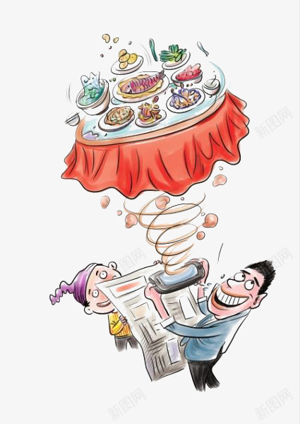 贪官污吏吃喝png免抠素材_新图网 https://ixintu.com 浪费 铺张 食物 鱼肉