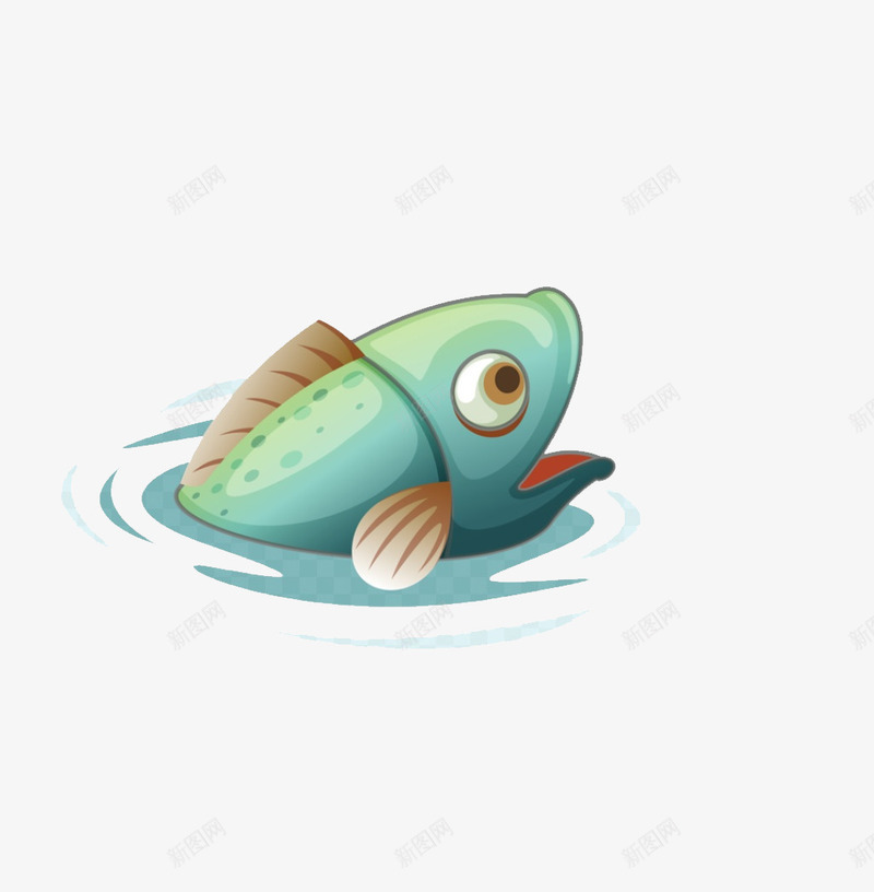 卡通水中鱼png免抠素材_新图网 https://ixintu.com 卡通 开心 手绘 水中鱼