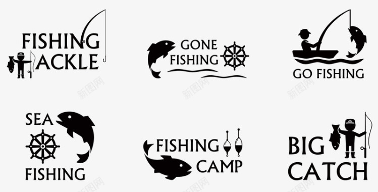 简约钓鱼主题元素图标图标