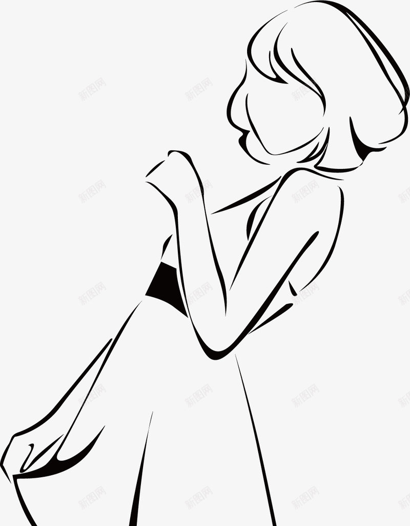 手绘线描时尚女人插画矢量图图标ai_新图网 https://ixintu.com 动漫人物 女性人物 插画人物 时尚女人 时尚性感 美女模特 职业美女 矢量图