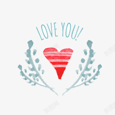 水彩可爱loveyou小爱心png免抠素材_新图网 https://ixintu.com 婚庆 情人节 水彩 蓝色