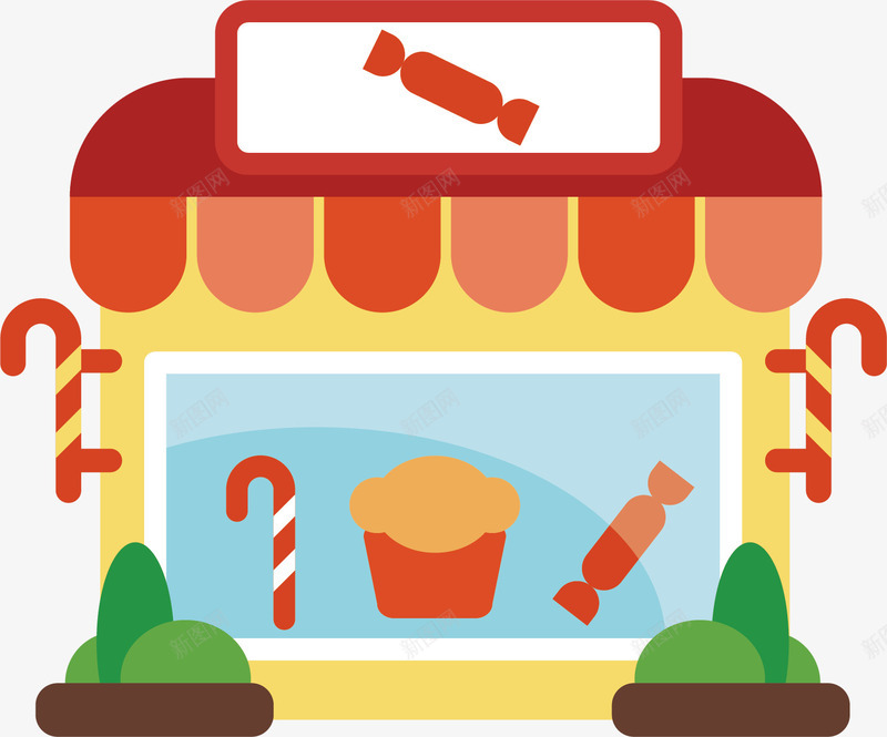 开张的零食店矢量图ai免抠素材_新图网 https://ixintu.com 便利店 儿童 商店 建筑物 零食 食物 矢量图