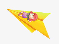纸飞机之旅png免抠素材_新图网 https://ixintu.com 女孩 小女孩 纸飞机 飞机 飞行