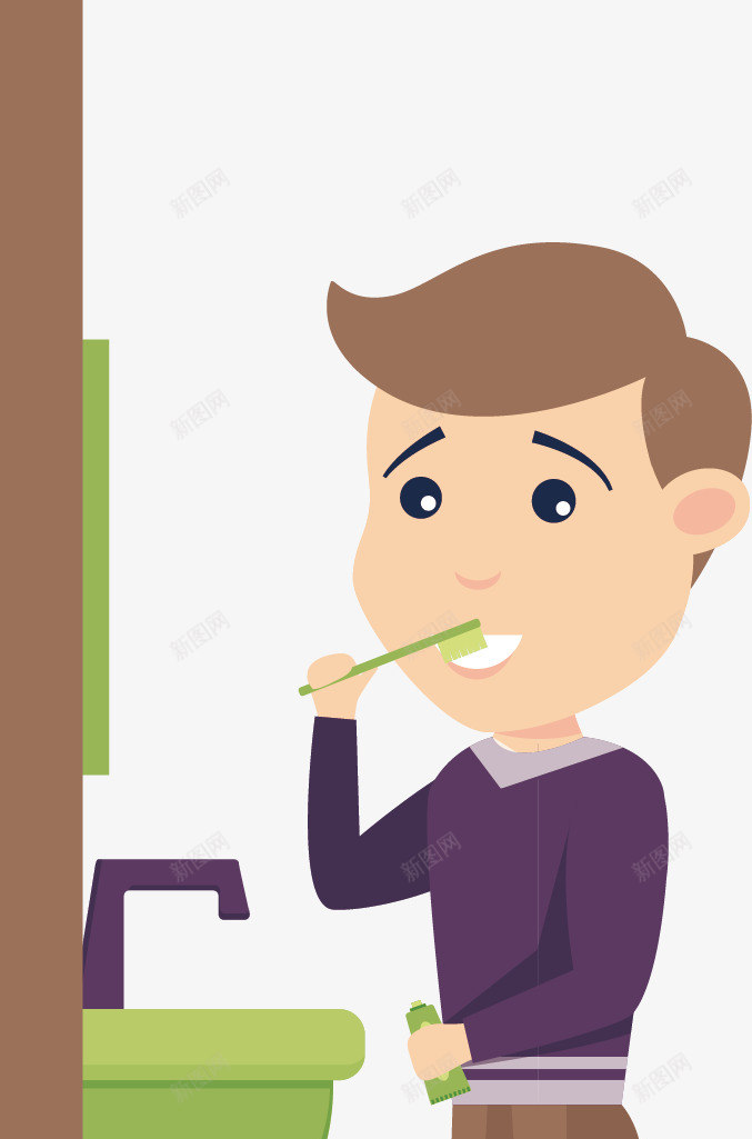 洗漱的男人矢量图ai免抠素材_新图网 https://ixintu.com 刷牙 帅气 形象 洗漱 男人 男士 绿色 矢量图