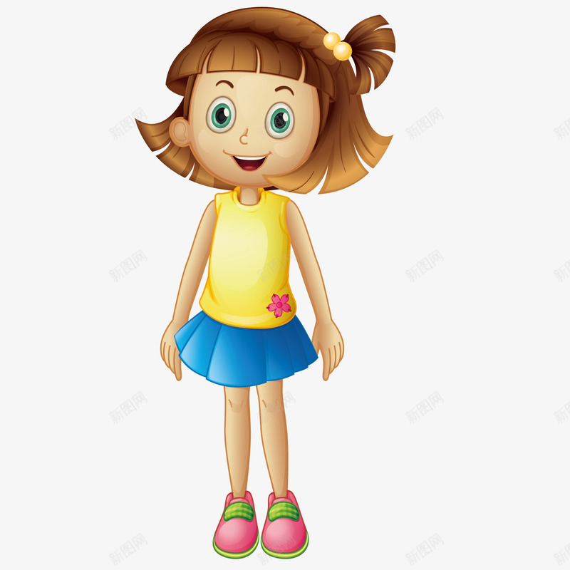 开心的女孩矢量图ai免抠素材_新图网 https://ixintu.com 卡通 女孩 开心 矢量图
