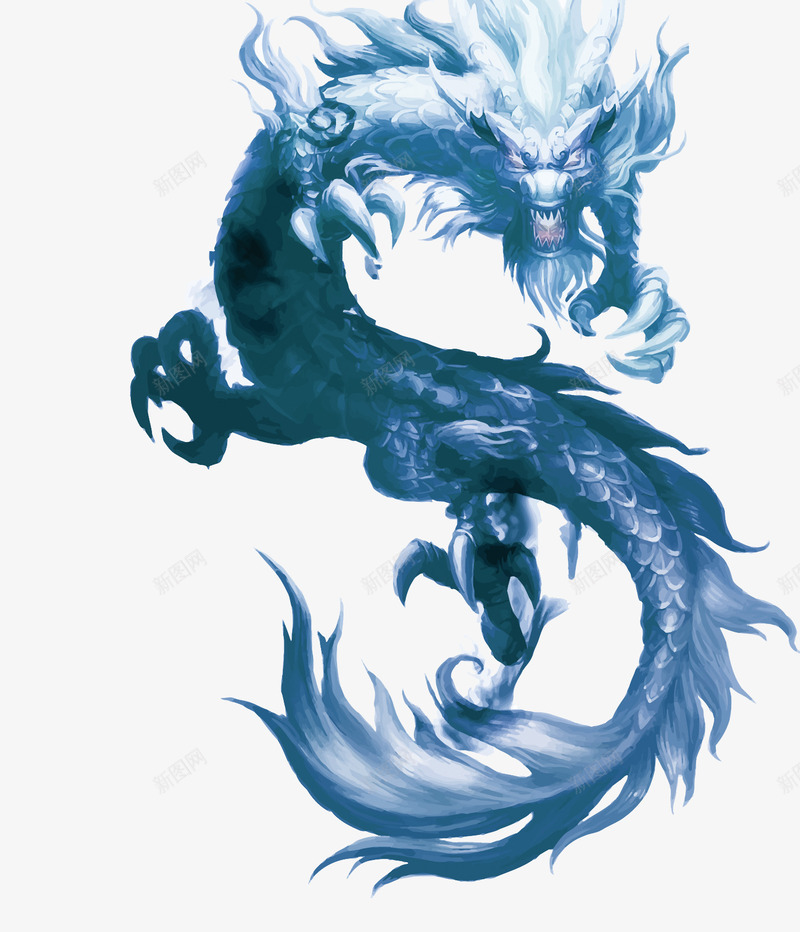 中国风蓝色龙矢量图eps免抠素材_新图网 https://ixintu.com 中国风 卡通 手绘 矢量龙 蓝 龙PNG矢量图 龙免扣PNG图 矢量图