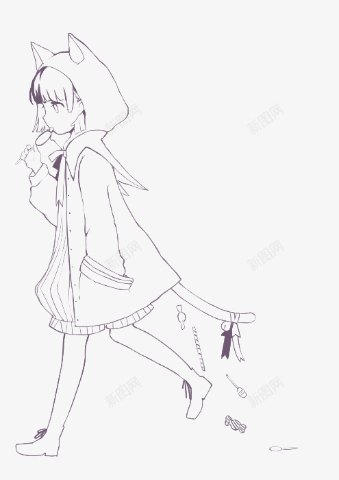 线描卡通人物png免抠素材_新图网 https://ixintu.com 卡通 卡通人物 卡通形象 手绘 手绘线稿 线描