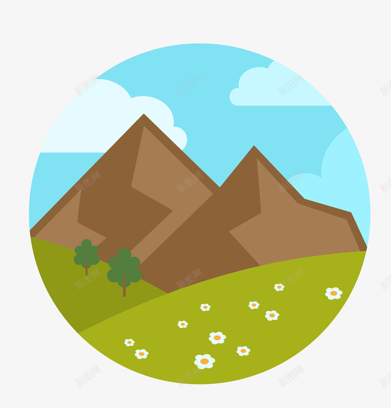 高山绿地图案图标矢量图eps_新图网 https://ixintu.com 卡通手绘 图案图标 山川河流 靓丽景色 高山流水 矢量图