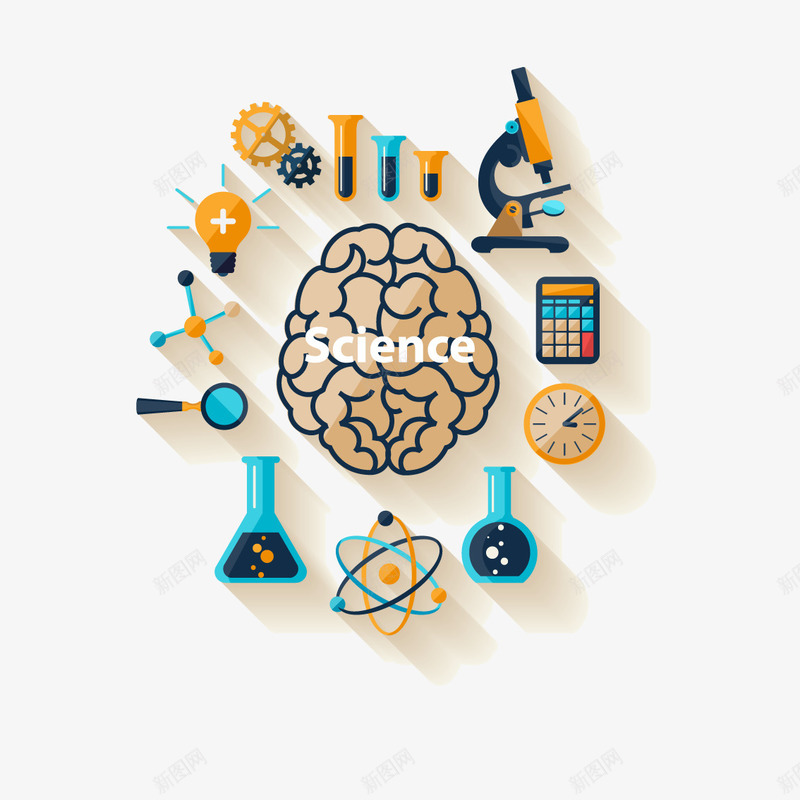 精致科学元素png免抠素材_新图网 https://ixintu.com 卡通素材 科学元素 脑子