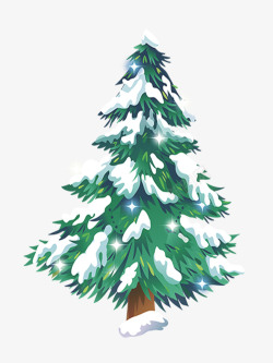 圣诞节小素材圣诞树雪花覆盖高清图片