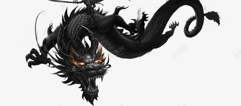 狰狞黑色巨龙中国风png免抠素材_新图网 https://ixintu.com 国风 巨龙 狰狞 黑色