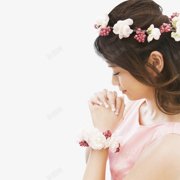 母亲节的祝福png免抠素材_新图网 https://ixintu.com 手花 母亲节 祝福 粉色 花环