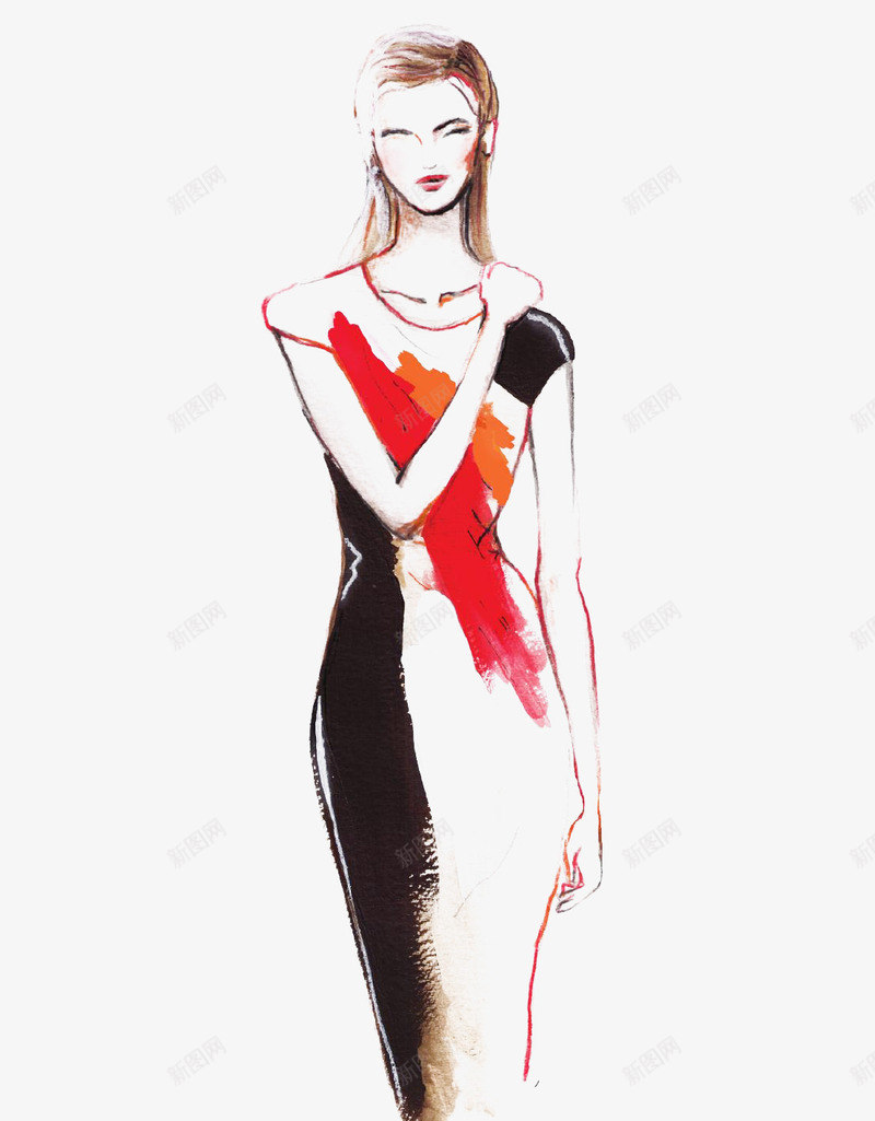 高端女装插画稿png免抠素材_新图网 https://ixintu.com 手绘女装设计 手绘时装设计图 时尚女装插画