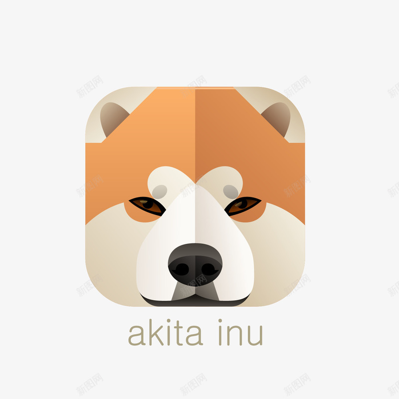 秋田犬方形动物标矢量图图标ai_新图网 https://ixintu.com 动物 可爱 小动物 小巧 方形 秋田犬 精致 萌萌的 黄色 矢量图