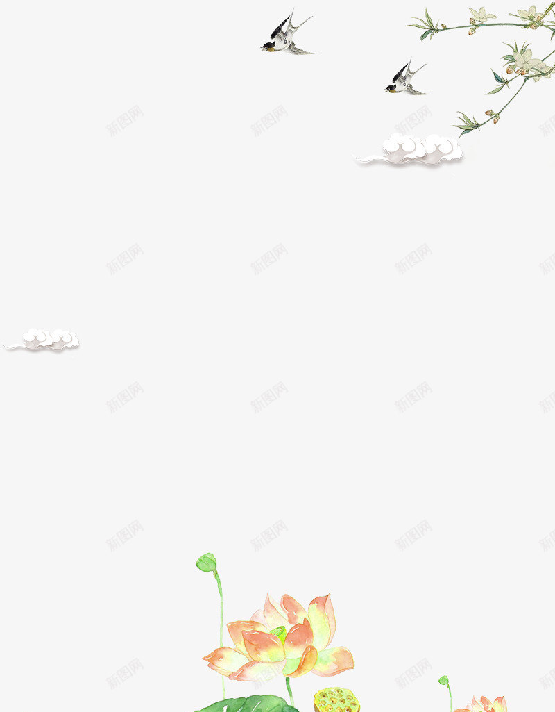 夏日荷塘月色荷花主题边框psd免抠素材_新图网 https://ixintu.com 中国风 唯美 夏天 手绘 水墨 节气 荷叶 荷塘月色 荷花 荷花插画 边框