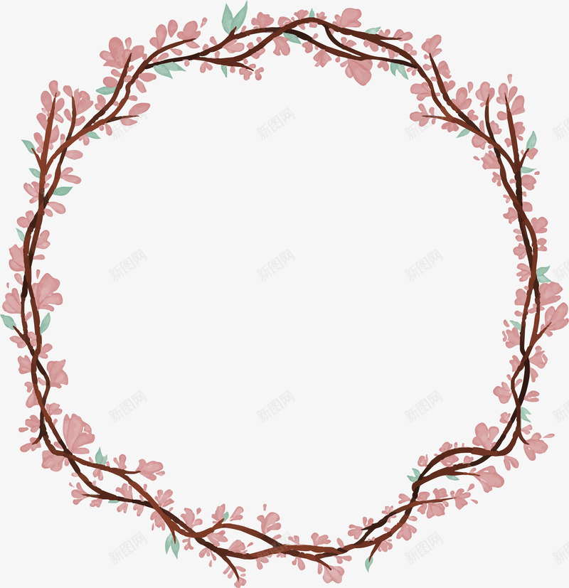 粉红碎花边框png免抠素材_新图网 https://ixintu.com 水彩植物 水彩碎花 矢量png 碎花边框 粉红色 粉色碎花