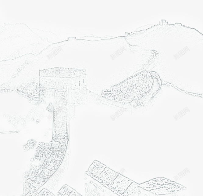 手绘素描的长城png免抠素材_新图网 https://ixintu.com 图片 素描 长城 长城卡通