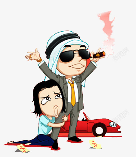 开心png免抠素材_新图网 https://ixintu.com 两个人 人物 小车子