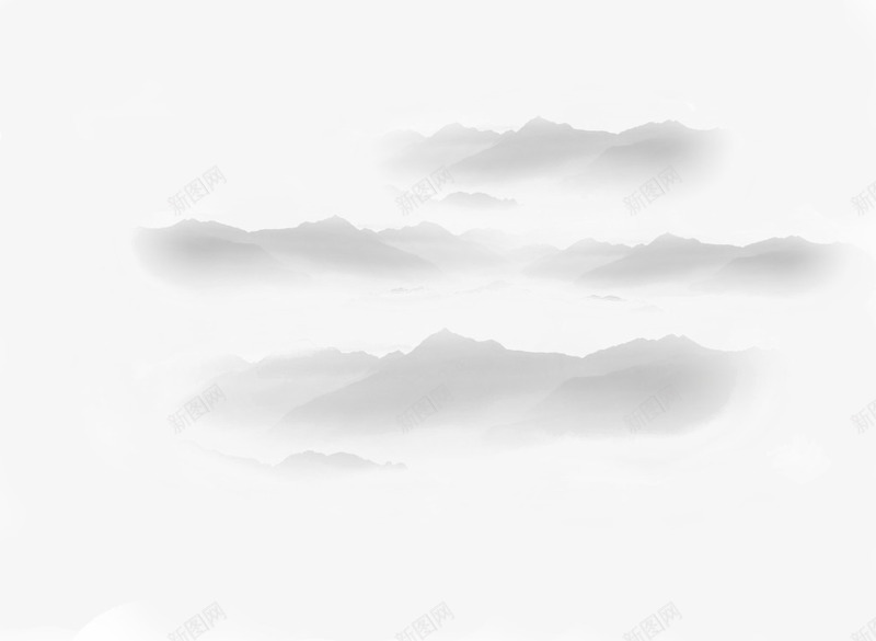云雾山川png免抠素材_新图网 https://ixintu.com 云层 卡通 山丘 山顶 手绘 手绘插画 插画素材 朦胧 水彩