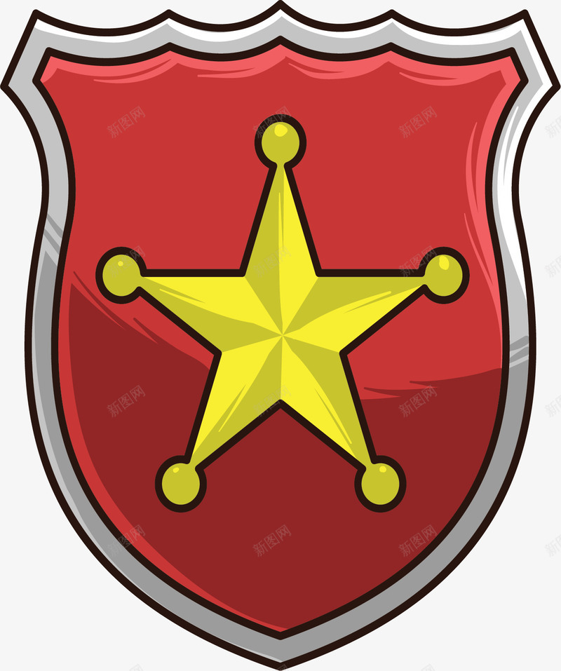 卡通警徽矢量图ai免抠素材_新图网 https://ixintu.com PNG图 PNG图下载 创意卡通 卡通 卡通插图 插图 警徽 警章 矢量图