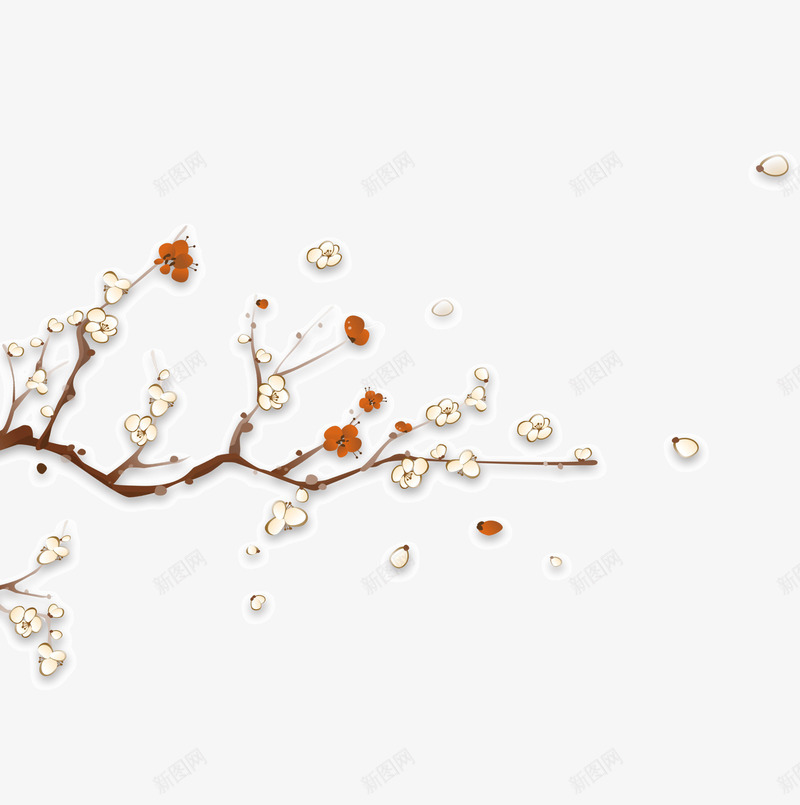 手绘插画梅花psd免抠素材_新图网 https://ixintu.com 九九消寒图冬 冬天 手绘 插画 梅花
