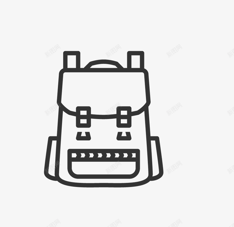简笔双肩包png免抠素材_新图网 https://ixintu.com 一个 卡通 双肩包 手绘 简图 简笔 线条 黑色