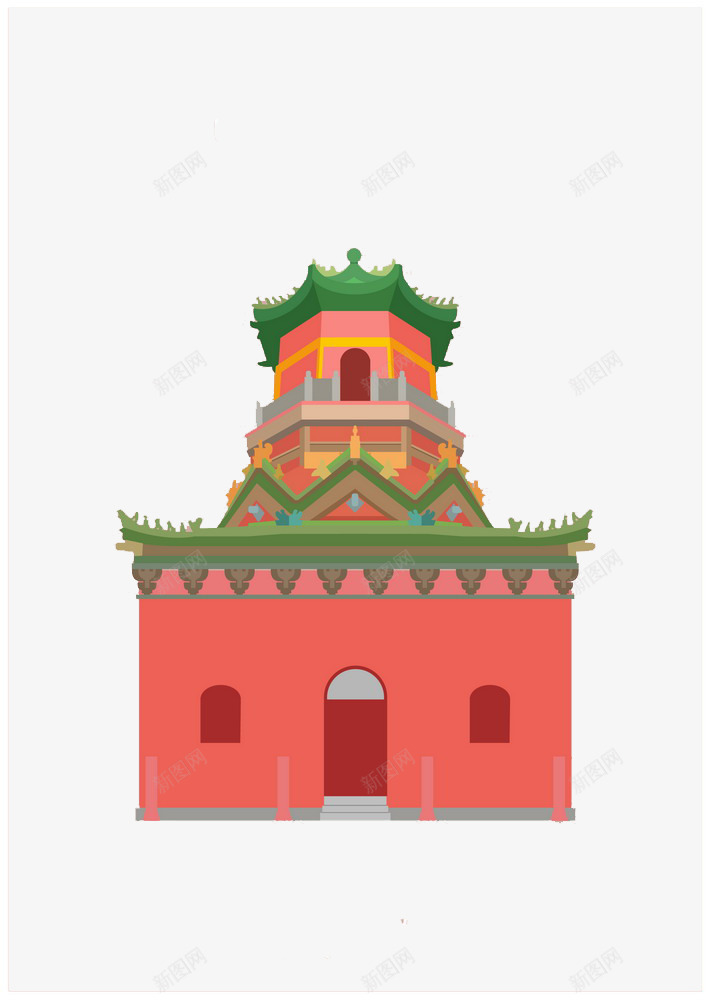 扁平化宝塔png免抠素材_新图网 https://ixintu.com H5页面 卡通 宝塔 扁平 扁平化 扁平素材 电商卡通 网页设计卡通