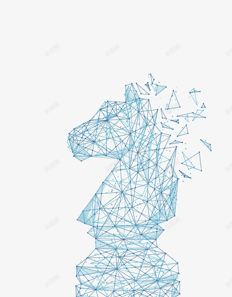 科技蓝色线条马矢量图eps免抠素材_新图网 https://ixintu.com 矢量马 科技马 线条马 蓝色马 马素材 矢量图