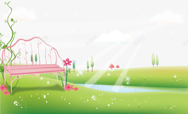 春天的风景矢量图ai免抠素材_新图网 https://ixintu.com 春天的风景 春日元素 矢量风景 草地 矢量图