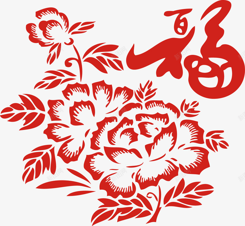 百福牡丹花剪纸新年货贴纸矢量图ai免抠素材_新图网 https://ixintu.com 剪纸 年货 牡丹花 百福牡丹花剪纸新年货贴纸矢量素材图片 矢量图