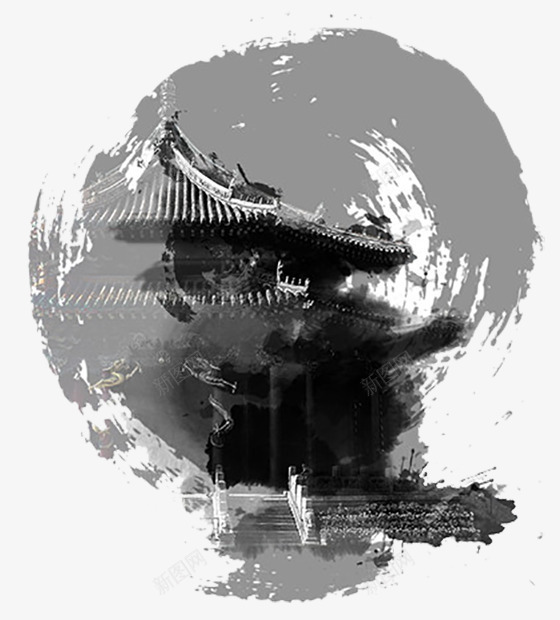 水墨天安门png免抠素材_新图网 https://ixintu.com 传统 古风 水墨 水墨北京 淡雅 背景