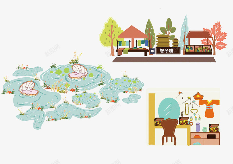 卡通避暑山庄png免抠素材_新图网 https://ixintu.com 动漫 卡通 园林 图片 艺术 避暑山庄