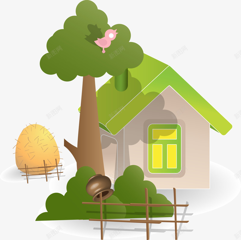 农家小院插图矢量图eps免抠素材_新图网 https://ixintu.com 农家小院插图 农家小院插图矢量图 农家小院矢量 矢量农家小院插图 矢量图