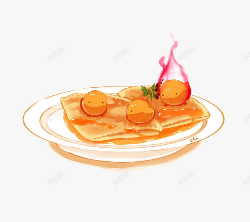 蜂蜜薄饼小鸡png免抠素材_新图网 https://ixintu.com 卡通 可爱 小鸡崽 手绘 甜点 萌 蛋糕 面包 食品 食品海报插画 食物