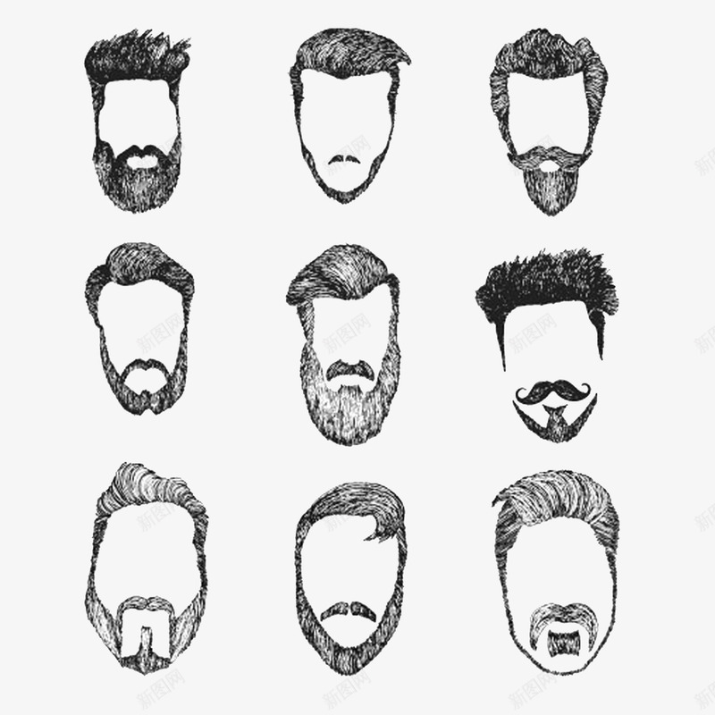 手绘男士头发png免抠素材_新图网 https://ixintu.com 头发 手绘 男士 男士头发