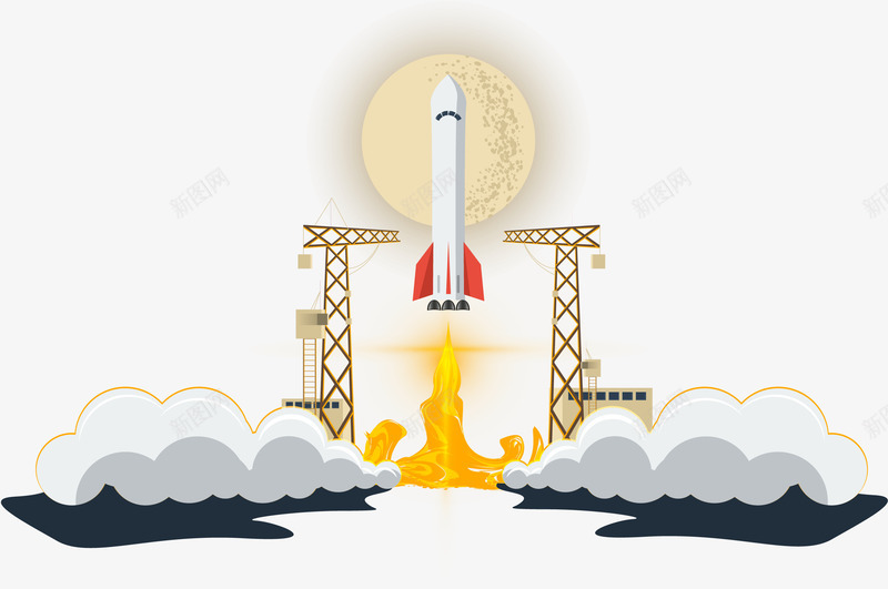 发射火箭png免抠素材_新图网 https://ixintu.com 上升 月亮 月球 航空 装饰