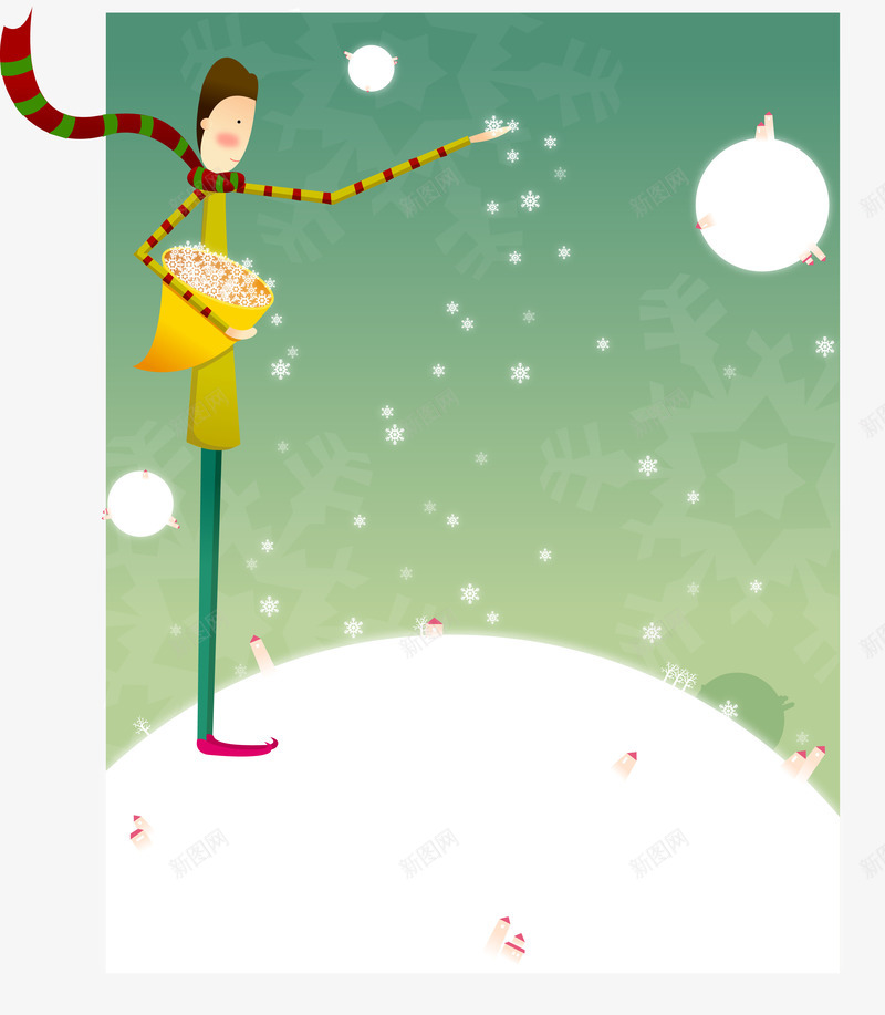手绘冬天撒雪的人png免抠素材_新图网 https://ixintu.com 卡通手绘 地球 幻想 撒雪 梦幻 童话世界 雪花