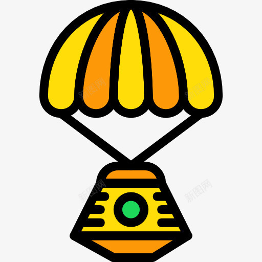 降落伞飞行器png免抠素材_新图网 https://ixintu.com 火箭 降落伞 飞行器 黄色