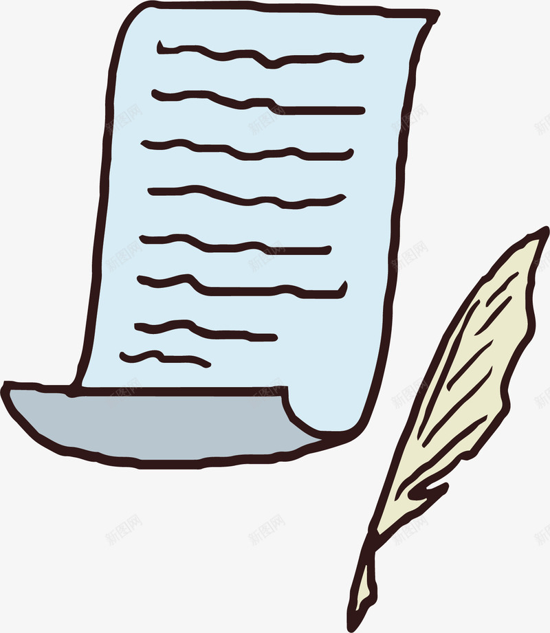 卡通羽毛笔签合同矢量图ai免抠素材_新图网 https://ixintu.com 判决书 合同书 矢量png 签合同 签约 羽毛笔 矢量图