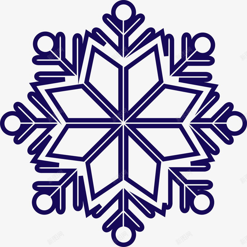 蓝色线条雪花png免抠素材_新图网 https://ixintu.com 冬天 冬季 寒冬 寒冷 蓝色雪花 雪花片 飘雪