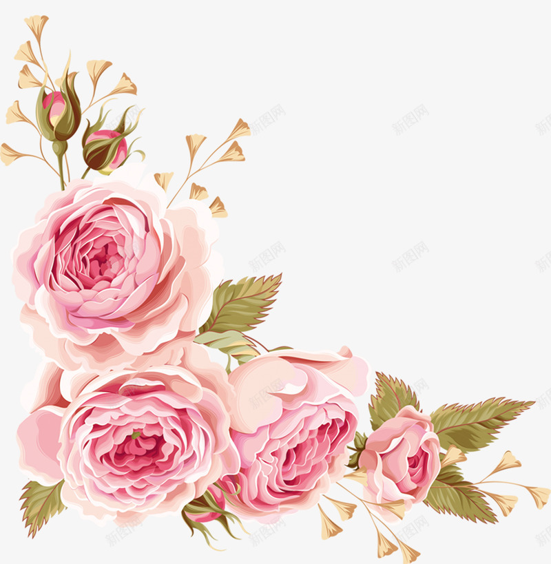 手绘的粉色花朵png免抠素材_新图网 https://ixintu.com 手绘 插画 花朵 装饰素材